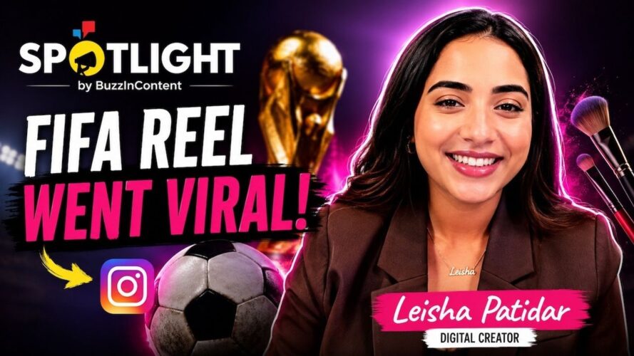 Ilustrasi leisha patidar untuk artikel Leisha Patidar dan reel FIFA yang menyatukan kecantikan & sepak…